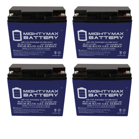 12V 22AH GEL Battery Replaces Powerland 10000 WATT Generator - 4 Pack -  MIGHTY MAX BATTERY, ML22-12GELMP4766